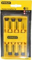 Stanley - 6 Piece Phillips & Slotted Screwdriver Set - Bit Sizes: Philips #0 - Industrial Tool & Supply