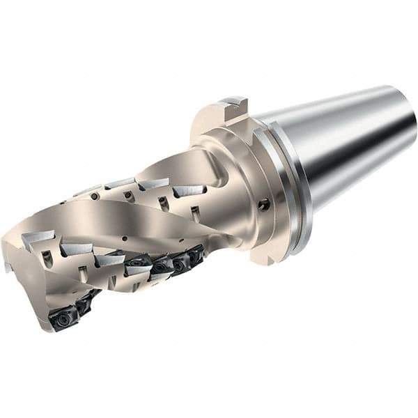 Walter - 2" Cut Diam, 3.346" Max Depth of Cut, 5" OAL, Indexable Square Shoulder Helical End Mill - Multiple Insert Styles, CAT 50 Taper Shank, 90° Lead Angle, Through Coolant, Series Xtra-tec - Industrial Tool & Supply
