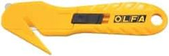 Olfa - Retractable Utility Knife - 1.58" High Carbon Tool Steel Blade, Yellow Nylon-6 Polyamide Handle, 1 Blade Included - Industrial Tool & Supply