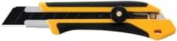 Olfa - Snap Utility Knife - 4.96" High Carbon Tool Steel Blade, Yellow & Black Elastomer & Fiber Reinforced Polymer Handle, 1 Blade Included - Industrial Tool & Supply