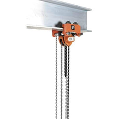 Vestil - 1 Ton Capacity Low Headroom Geared Trolley - 2-1/2" to 8" Flange Width - Industrial Tool & Supply