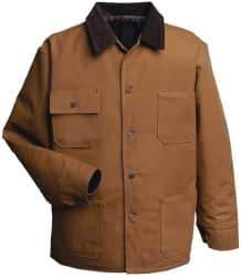 PRO-SAFE - Size L General Purpose Jacket - Brown, Cotton & Polyester, Buttons Closure - Industrial Tool & Supply