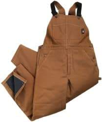 PRO-SAFE - Size L, Brown, Zipper, Cold Weather Bib Overall - Cotton, Nylon, 5 Pockets, Elastic Suspenders, Reinforced Knees, Brass Leg Zipper - Industrial Tool & Supply