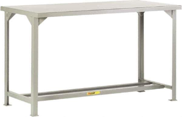 Little Giant - 60 Wide x 30" Deep x 36" High, 12 Gauge Steel Workbench - Fixed Legs, Gray - Industrial Tool & Supply
