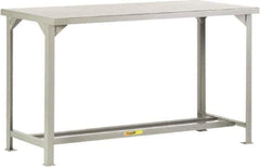 Little Giant - 60 Wide x 30" Deep x 36" High, 12 Gauge Steel Workbench - Fixed Legs, Gray - Industrial Tool & Supply