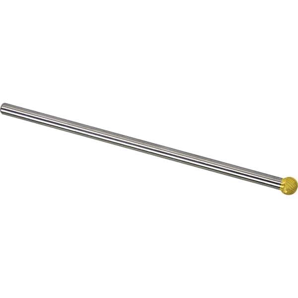 Made in USA - 3/8" Cut Diam, 1/4" Shank Diam, Ball Head Single Cut Burr - Carbide, 5/16" LOC, 6-3/8" OAL - Industrial Tool & Supply