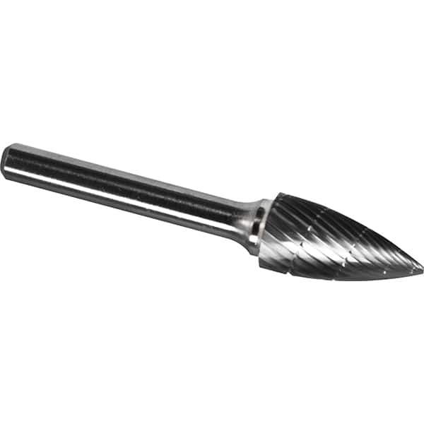 Made in USA - 16mm Cut Diam, 0.2362" Shank Diam, Tree Head Chipbreaker Cut Burr - Carbide, 25mm LOC, 70mm OAL - Industrial Tool & Supply