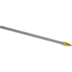 Made in USA - 1/2" Cut Diam, 1/4" Shank Diam, Tree Head Single Cut Burr - Carbide, 1" LOC, 6-3/4" OAL - Industrial Tool & Supply