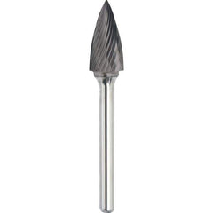 Made in USA - 3/4" Cut Diam, 1/4" Shank Diam, Tree Head Single Cut Burr - Carbide, 1" LOC, 2-3/4" OAL - Industrial Tool & Supply
