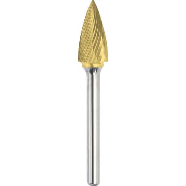 Made in USA - 19mm Cut Diam, 0.2362" Shank Diam, Tree Head Single Cut Burr - Carbide, 25mm LOC, 70mm OAL - Industrial Tool & Supply