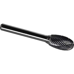 Made in USA - 1/2" Cut Diam, 1/4" Shank Diam, Oval Head Chipbreaker Cut Burr - Carbide, 7/8" LOC, 2-5/8" OAL - Industrial Tool & Supply