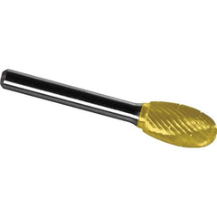 Made in USA - 1/2" Cut Diam, 0.2362" Shank Diam, Oval Head Chipbreaker Cut Burr - Carbide, 22mm LOC, 66mm OAL - Industrial Tool & Supply