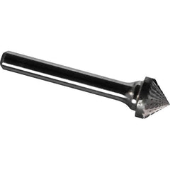 Made in USA - 6mm Cut Diam, 0.2362" Shank Diam, Cone Head Diamond Cut Burr - Carbide, 3mm LOC, 50mm OAL - Industrial Tool & Supply