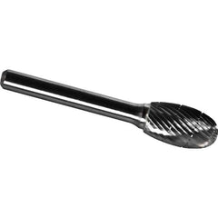 Made in USA - 9.5mm Cut Diam, 0.2362" Shank Diam, Oval Head Chipbreaker Cut Burr - Carbide, 16mm LOC, 60mm OAL - Industrial Tool & Supply