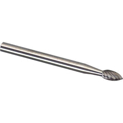 Made in USA - 3mm Cut Diam, 0.1181" Shank Diam, Tree Head Aluma Cut Burr - Carbide, 12.7mm LOC, 38mm OAL - Industrial Tool & Supply
