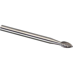 Made in USA - 1/8" Cut Diam, 1/8" Shank Diam, Carbide Double Cut Tree Burr - Industrial Tool & Supply