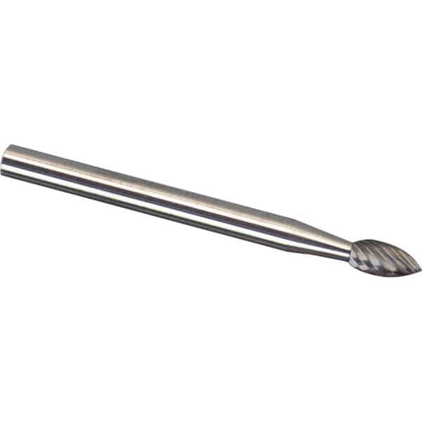 Made in USA - 6mm Cut Diam, 0.2362" Shank Diam, Tree Head Chipbreaker Cut Burr - Carbide, 16mm LOC, 50mm OAL - Industrial Tool & Supply
