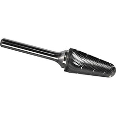 Made in USA - 19mm Cut Diam, 0.2362" Shank Diam, Cone Head Chipbreaker Cut Burr - Carbide, 38mm LOC, 83mm OAL - Industrial Tool & Supply