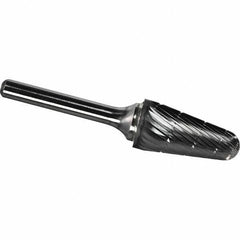 Made in USA - 5/16" Cut Diam, 1/4" Shank Diam, Cone Head Chipbreaker Cut Burr - Carbide, 7/8" LOC, 2-5/8" OAL - Industrial Tool & Supply
