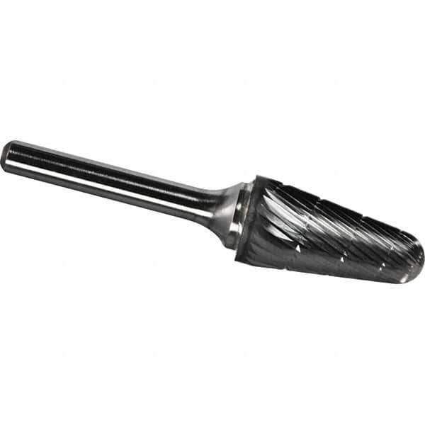 Made in USA - 3/4" Cut Diam, 1/4" Shank Diam, Cone Head Chipbreaker Cut Burr - Carbide, 1-1/2" LOC, 3-1/4" OAL - Industrial Tool & Supply