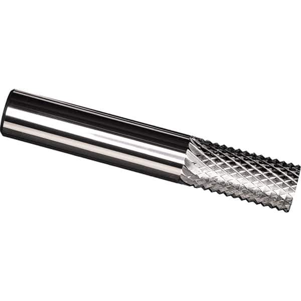 Made in USA - 6mm Diam, 18mm LOC, Plain End, Solid Carbide Diamond Pattern Router Bit - Right Hand Cut, 63mm OAL, Use on Fiberglass - Industrial Tool & Supply