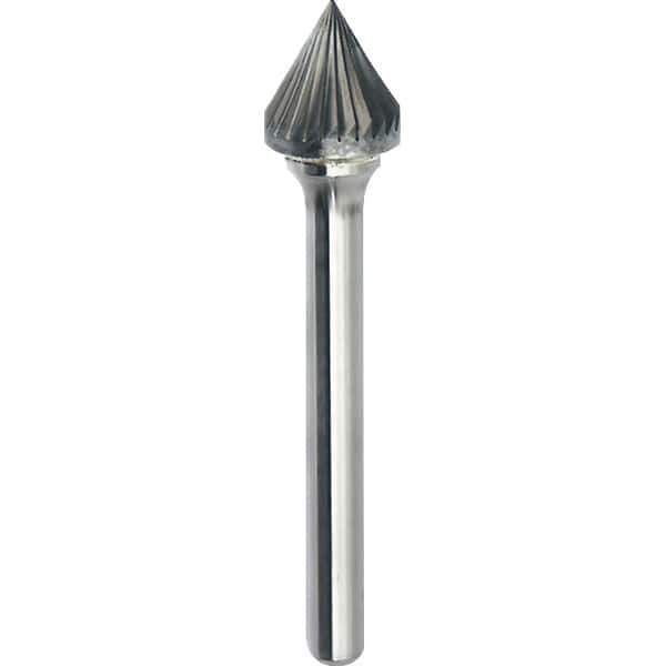 Made in USA - 19mm Cut Diam, 0.2362" Shank Diam, Cone Head Single Cut Burr - Carbide, 17.5mm LOC, 62.5mm OAL - Industrial Tool & Supply