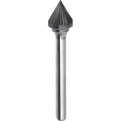 Made in USA - 25mm Cut Diam, 0.2362" Shank Diam, Cone Head Single Cut Burr - Carbide, 24.5mm LOC, 69.5mm OAL - Industrial Tool & Supply