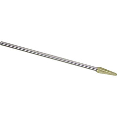 Made in USA - 1/4" Cut Diam, 1/4" Shank Diam, Cone Head Single Cut Burr - Carbide, 5/8" LOC, 6-3/4" OAL - Industrial Tool & Supply