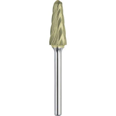 Made in USA - 16mm Cut Diam, 0.2362" Shank Diam, Cone Head Aluma Cut Burr - Carbide, 30mm LOC, 75mm OAL - Industrial Tool & Supply