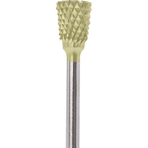 Made in USA - 2.3mm Cut Diam, 0.0925" Shank Diam, Tree with Radius Head Double Cut Burr - Carbide, 4.2mm LOC, 42.2mm OAL - Industrial Tool & Supply