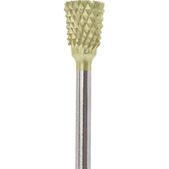 Made in USA - 2.3mm Cut Diam, 0.0925" Shank Diam, Tree with Radius Head Double Cut Burr - Carbide, 4.2mm LOC, 42.2mm OAL - Industrial Tool & Supply