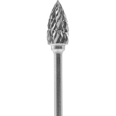 Made in USA - 1/4" Cut Diam, 0.0925" Shank Diam, Tree Head Single Cut Burr - Carbide, 1/2" LOC, 2" OAL - Industrial Tool & Supply