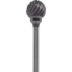 Made in USA - 1/4" Cut Diam, 0.0925" Shank Diam, Ball Head Chipbreaker Cut Burr - Carbide, 1/4" LOC, 1-3/4" OAL - Industrial Tool & Supply