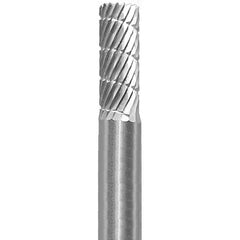 Made in USA - 1/4" Cut Diam, 1/4" Shank Diam, Cylinder Head Fastmill Cut Burr - Carbide, 5/8" LOC, 2" OAL - Industrial Tool & Supply