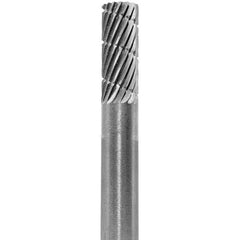 Made in USA - 6mm Cut Diam, 0.2362" Shank Diam, Cylinder Head Aluma Cut Burr - Carbide, 16mm LOC, 50mm OAL - Industrial Tool & Supply