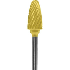 Made in USA - 6mm Cut Diam, 0.0925" Shank Diam, Tree with Radius Head Double Cut Burr - Carbide, 14mm LOC, 52mm OAL - Industrial Tool & Supply