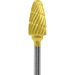 Made in USA - 6mm Cut Diam, 0.0925" Shank Diam, Tree with Radius Head Double Cut Burr - Carbide, 14mm LOC, 52mm OAL - Industrial Tool & Supply