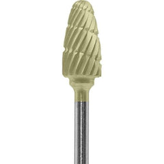 Made in USA - 6mm Cut Diam, 0.0925" Shank Diam, Tree with Radius Head Double Cut Burr - Carbide, 14mm LOC, 52mm OAL - Industrial Tool & Supply
