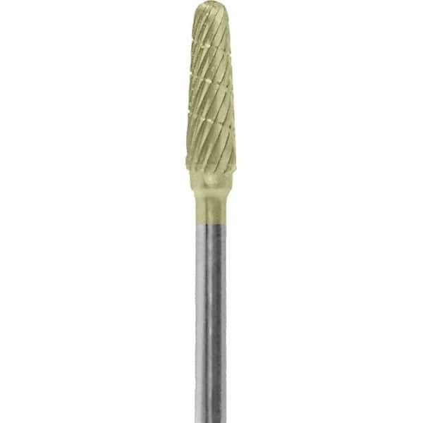 Made in USA - 7mm Cut Diam, 0.0925" Shank Diam, Cone Head Double Cut Burr - Carbide, 13mm LOC, 51mm OAL - Industrial Tool & Supply