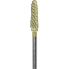 Made in USA - 7mm Cut Diam, 0.0925" Shank Diam, Cone Head Double Cut Burr - Carbide, 13mm LOC, 51mm OAL - Industrial Tool & Supply