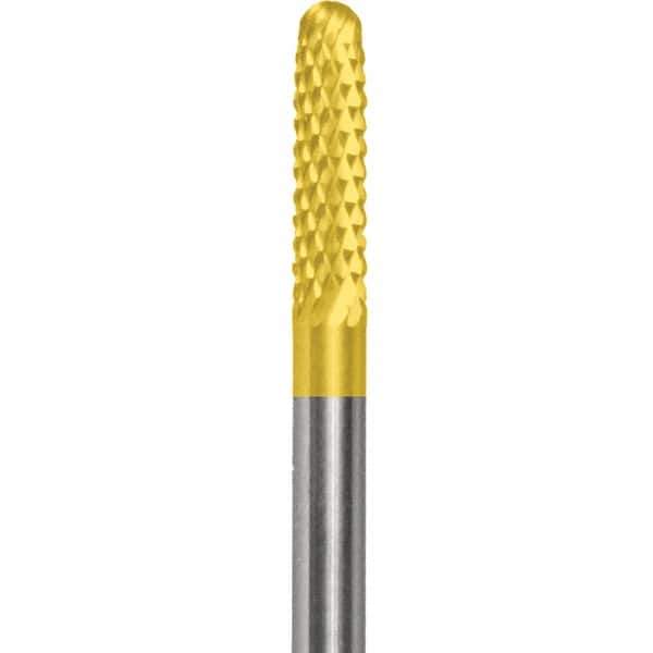 Made in USA - 2.3mm Cut Diam, 0.0925" Shank Diam, Cylinder with Radius Head Double Cut Burr - Carbide, 15mm LOC, 50mm OAL - Industrial Tool & Supply