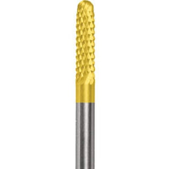 Made in USA - 2.3mm Cut Diam, 0.0925" Shank Diam, Cylinder with Radius Head Double Cut Burr - Carbide, 15mm LOC, 50mm OAL - Industrial Tool & Supply