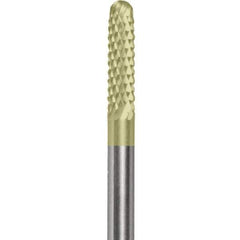 Made in USA - 2.3mm Cut Diam, 0.0925" Shank Diam, Cylinder with Radius Head Double Cut Burr - Carbide, 15mm LOC, 50mm OAL - Industrial Tool & Supply