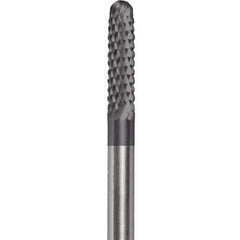 Made in USA - 2.3mm Cut Diam, 0.0925" Shank Diam, Cylinder with Radius Head Double Cut Burr - Carbide, 15mm LOC, 50mm OAL - Industrial Tool & Supply