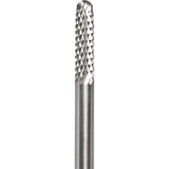 Made in USA - 3/32" Cut Diam, 0.0925" Shank Diam, Cylinder with Radius Head Diamond Cut Burr - Carbide, 1/2" LOC, 1-1/2" OAL - Industrial Tool & Supply