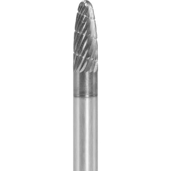 Made in USA - 6mm Cut Diam, 0.2362" Shank Diam, Tree with Radius Head Aluma Cut Burr - Carbide, 16mm LOC, 50mm OAL - Industrial Tool & Supply