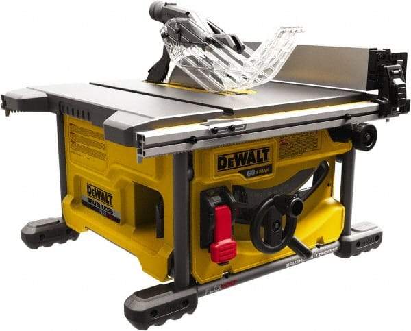 DeWALT - 8-1/4" Blade Diam, Table Saw - 5,800 RPM, 19-1/16" Table Depth x 19-1/16" Table Width, 60 Volts, 5/8" Arbor - Industrial Tool & Supply