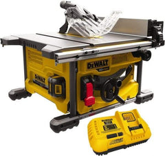 DeWALT - 8-1/4" Blade Diam, Table Saw - 5,800 RPM, 19-1/16" Table Depth x 19-1/16" Table Width, 60 Volts, 3/8" Arbor - Industrial Tool & Supply