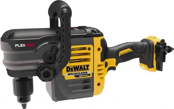 DeWALT - 60 Volt 1/2" Chuck Right Angle Handle Cordless Drill - 0-300 & 0-1200 RPM, Keyed Chuck, Lithium-Ion Batteries Not Included - Industrial Tool & Supply