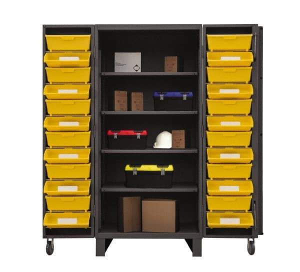 Durham - 4 Shelf 24 Bin Storage Cabinet - Steel, 36" Wide x 36" Deep x 78" High, Gray - Industrial Tool & Supply